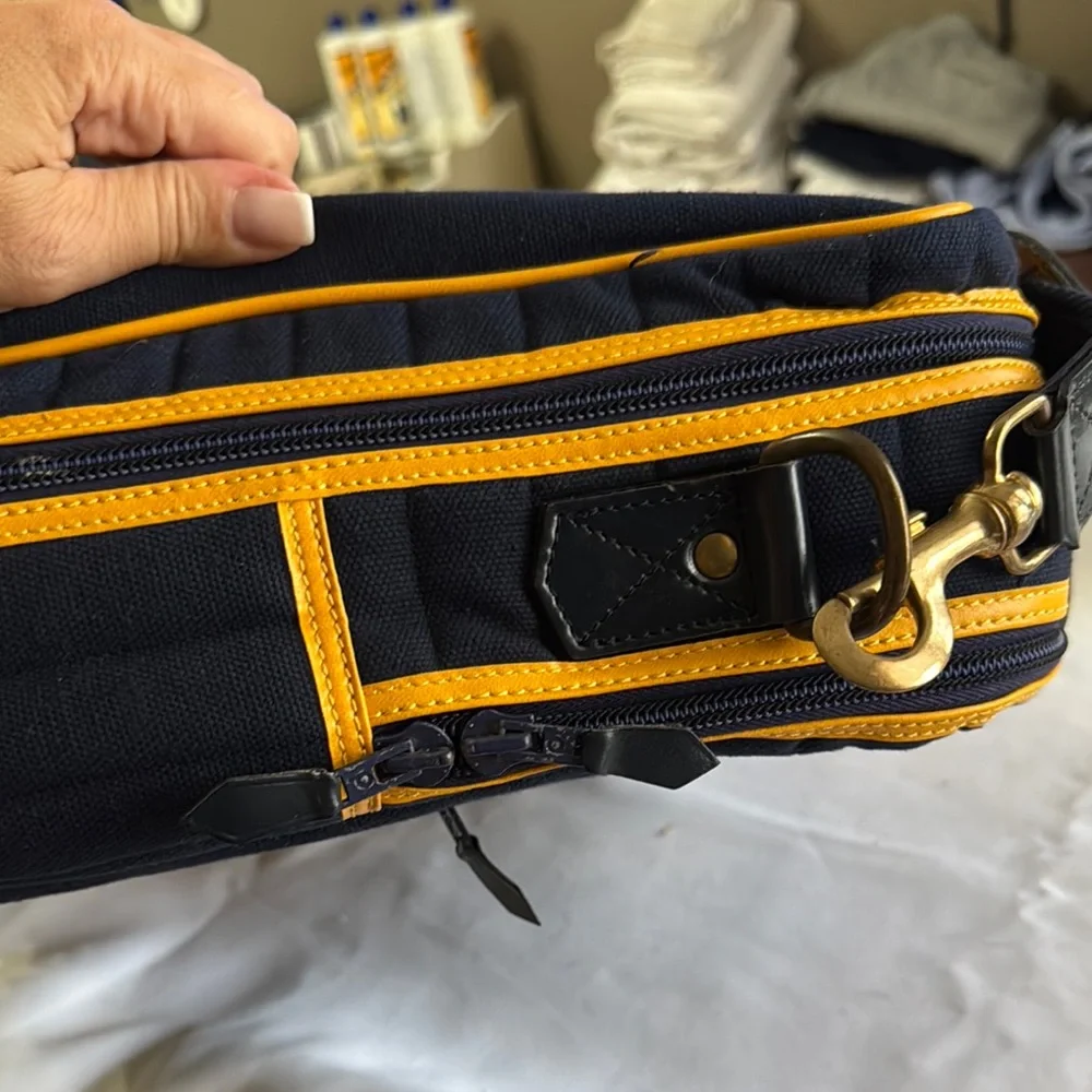 Navy and Yellow Quilted Crossbody Bag - Unbranded